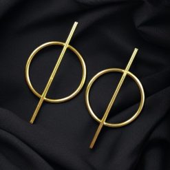 Gold-plated Western style geometric earring, perfect for a modern and elegant look.