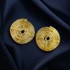 Stylish gold-plated spiral stud earrings with a modern Western design, perfect for any occasion.