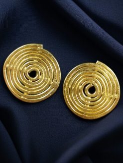 Stylish gold-plated spiral stud earrings with a modern Western design, perfect for any occasion.