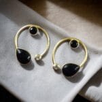 Premium Quality Golden Stone Earrings | Unique Western Style Light Weighted Stud - "Black"