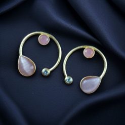 Elegant lightweight golden stone stud earrings in a unique Western style with a premium gold plated finish.