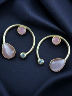 Elegant lightweight golden stone stud earrings in a unique Western style with a premium gold plated finish.