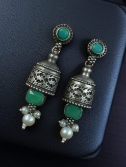 Silver Replica Dangler Earrings - Trendy Light Weight Jewelry - "Mint"