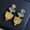 Elegant gold-plated stone earrings with a unique Western-style design, perfect for party wear and special occasions.