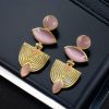 Elegant gold-plated stone earrings with a unique Western-style design, perfect for party wear and special occasions.