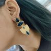 Elegant gold-plated stone earrings with a unique Western-style design, perfect for party wear and special occasions.
