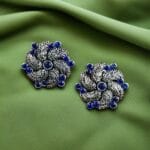 Traditional German Silver Stud Earrings – Affordable Ethnic Stone Jewelry - "Blue"
