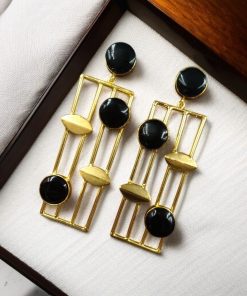 Traditional Indian wedding earrings, gold-plated and handmade with stunning stone accents, perfect for bridal and festive wear.