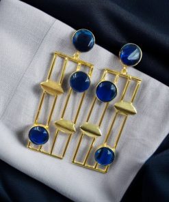 Traditional Indian wedding earrings, gold-plated and handmade with stunning stone accents, perfect for bridal and festive wear.