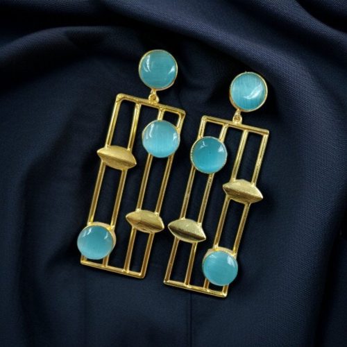 Traditional Indian wedding earrings, gold-plated and handmade with stunning stone accents, perfect for bridal and festive wear.