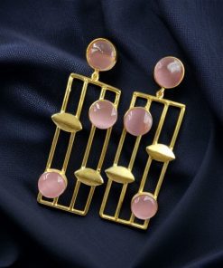 Traditional Indian wedding earrings, gold-plated and handmade with stunning stone accents, perfect for bridal and festive wear.