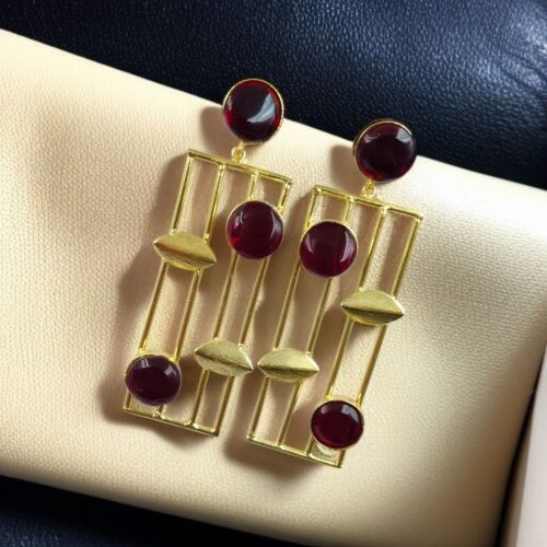 Traditional Indian wedding earrings, gold-plated and handmade with stunning stone accents, perfect for bridal and festive wear.