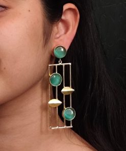 Traditional Indian wedding earrings, gold-plated and handmade with stunning stone accents, perfect for bridal and festive wear.