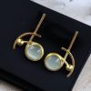 Elegant gold-plated Monalisa stone stud golden earrings for party wear.