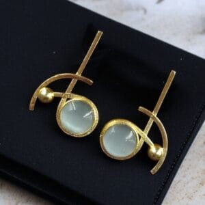 Party Wear Golden Earrings | Unique Stunning Gold Plated Stone Stud Jewelary - color: "Grey"