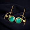 Elegant gold-plated Monalisa stone stud golden earrings for party wear.