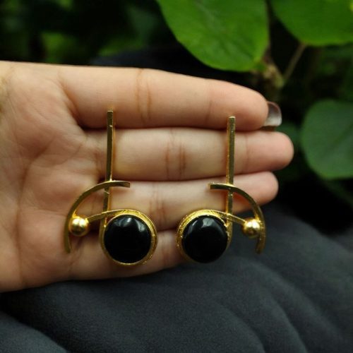 Party Wear Golden Earrings | Unique Stunning Gold Plated Stone Stud Jewelary - Image 11