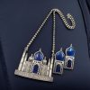 Handcrafted Taj Mahal Necklace Set with oxidized finish and Monalisa stone accents.