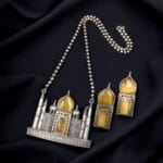 Handcrafted Taj Mahal Necklace Set | Best Oxidised Indian jewellery in Modern Art - "Yellow"