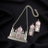 Handcrafted Taj Mahal Necklace Set with oxidized finish and Monalisa stone accents.