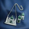 Handcrafted Taj Mahal Necklace Set with oxidized finish and Monalisa stone accents.