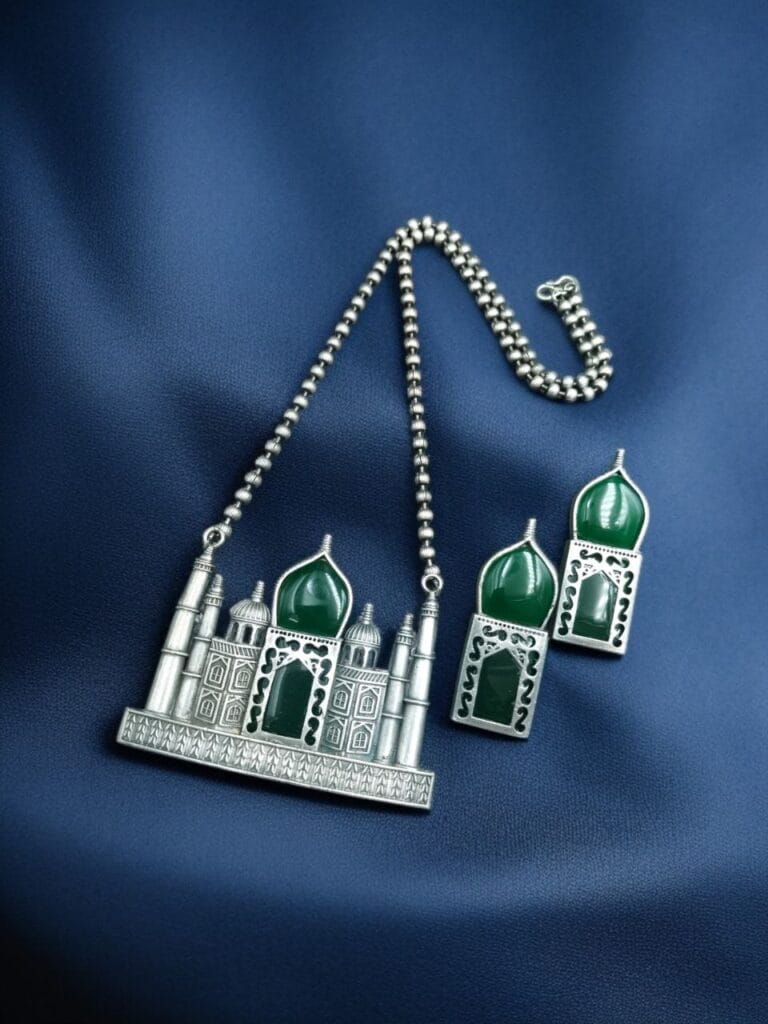 Bulk 984 Handcrafted Taj Mahal Necklace Set | Best Oxidised Indian jewellery in Modern Art - "Green"