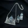 Handcrafted Taj Mahal Necklace Set with oxidized finish and Monalisa stone accents.