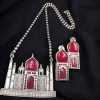 Handcrafted Taj Mahal Necklace Set with oxidized finish and Monalisa stone accents.