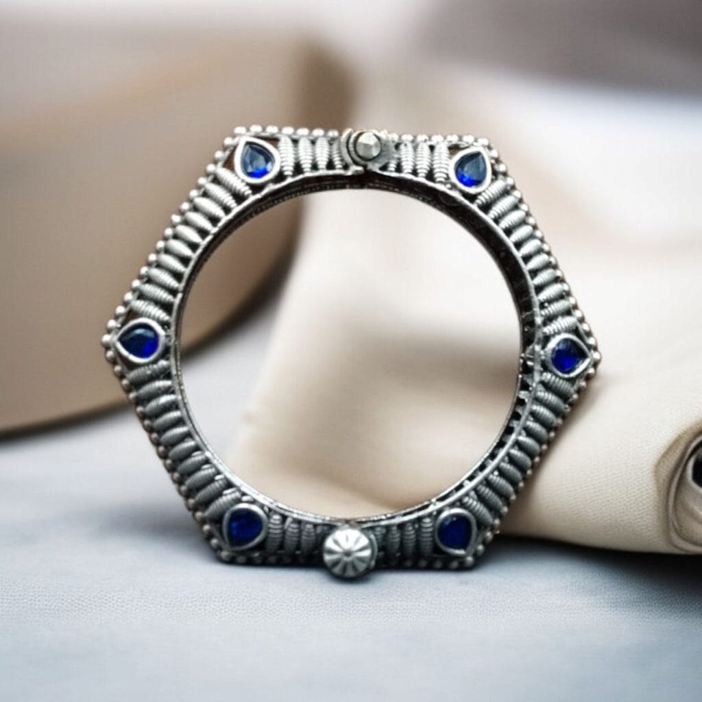 Bulk 636 Perfectly Crafted Brass Stone Kada Bracelet – Best Elegant and Openable Design - "Blue"