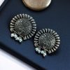 Silver replica daily wear earrings with pearl, featuring a traditional look-alike design.
