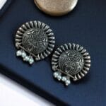Silver Replica Daily Wear Earrings with Pearl – Best Traditional Look-Alike Jewelry - "White"