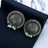 Silver replica daily wear earrings with pearl, featuring a traditional look-alike design.