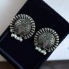Silver replica daily wear earrings with pearl, featuring a traditional look-alike design.