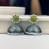 Antique Silver Big Jhumka Earrings with intricate floral design and pearl embellishments, perfect for traditional and festive wear.