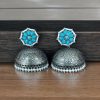 Antique Silver Big Jhumka Earrings with intricate floral design and pearl embellishments, perfect for traditional and festive wear.