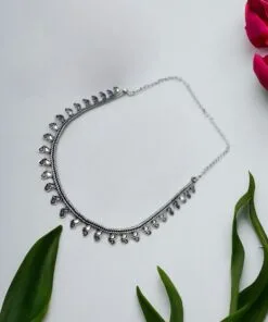 Silver Plated Heart Choker Necklace – Traditional Ethnic Jewelry for Women.