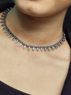 Ethnic Adorable Silver Choker Necklace – Lightweight & Trendy Jewelry.