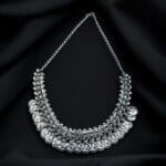 Silver Plated Oxidized Ganesha Coin Choker Necklace – Perfect for Traditional Outfits