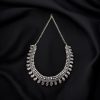 Handcrafted Silver Plated Heart Choker Necklace with an oxidized finish and boho ethnic design.
