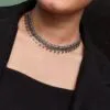 Handcrafted Oxidized Silver Choker Necklace with intricate detailing and vintage charm.