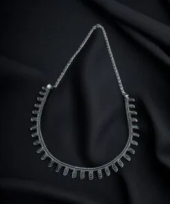 Handcrafted Oxidized Silver Choker Necklace with intricate detailing and vintage charm.