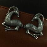 Graceful Deer Earrings - Silver Replica Light Weight Studs - "White"