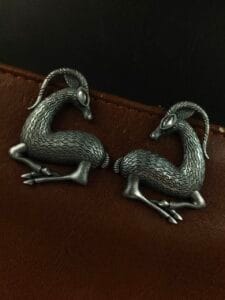 Graceful Deer Earrings - Silver Replica Light Weight Studs - Color: "White"