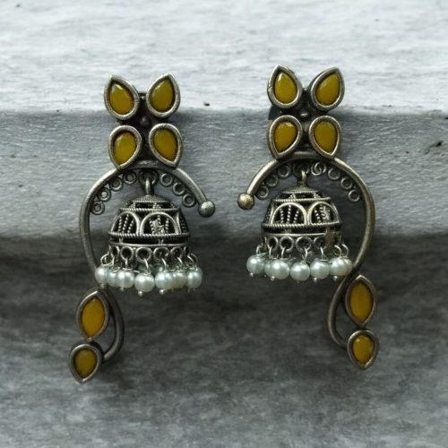 Unique Oxidised Jhumki Earring | Silver Look aLike Jhumka - Image 9