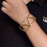 Handmade Geometric Cuff Bangles | Trendy & Unique Gold Plated Bracelet