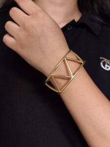 Handmade Geometric Cuff Bangles | Trendy & Unique Gold Plated Bracelet