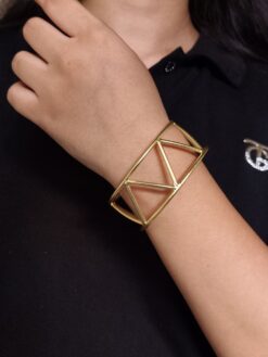Handmade Geometric Cuff Bangles | Trendy & Unique Gold Plated Bracelet