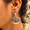 Silver Replica Floral Art Earring | Trendy Beautiful Oxidised Dangler Jewellery For Girls