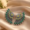 Handcrafted Ancient Feather Style Earrings | Silver Replica Wings Best Stone Work 21 Handcrafted ancient feather style earrings with silver replica wings and intricate stone work.