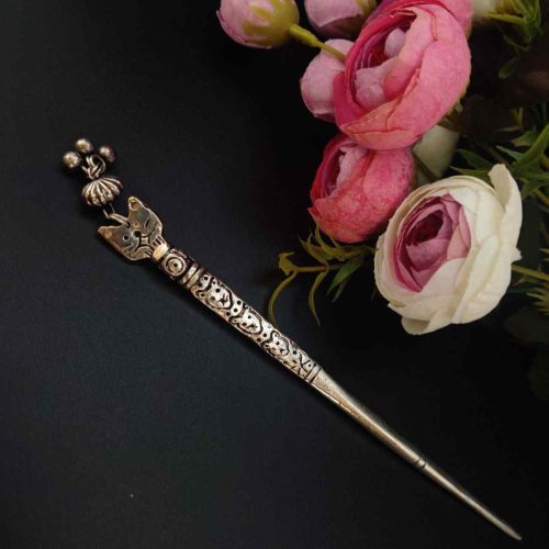 Oxidized Stylish Cat Juda Stick– Glamorous Hair Jewelry